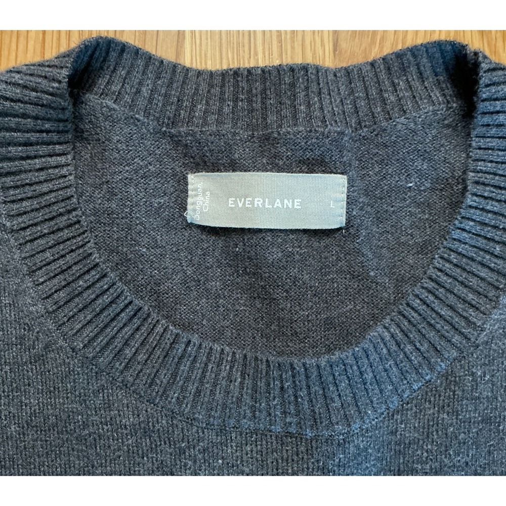 Everlane Day Crew Sweater Mens Large Gray Organic Cotton Coolmax Pullover - Picture 3 of 7